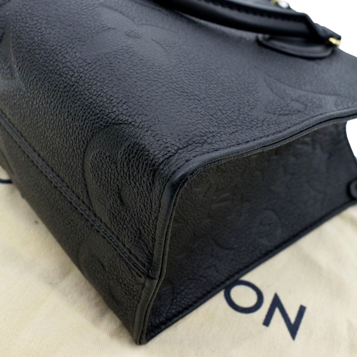 LOUIS VUITTON Onthego PM Monogram Empreinte Tote Shoulder Bag Black