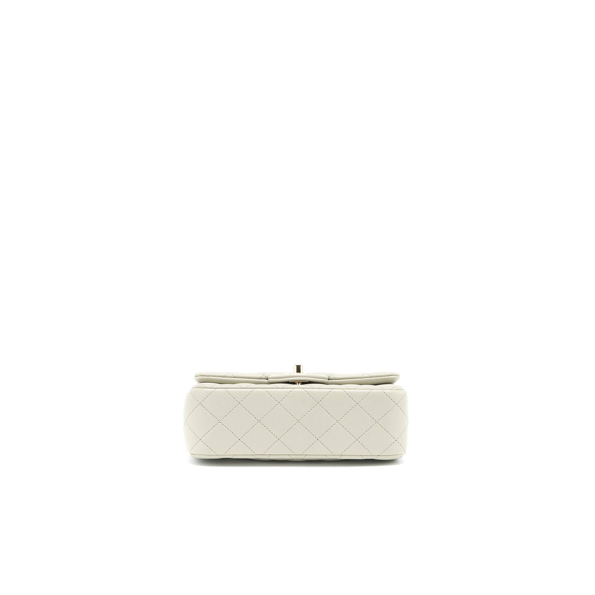 Chanel Mini Rectangular Flap Bag Lambskin Light Grey L (Microchip)