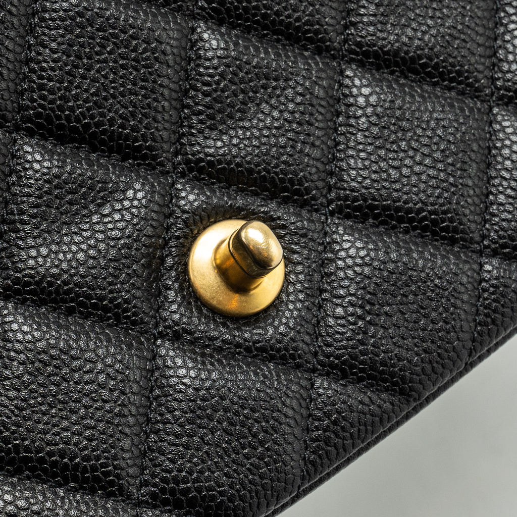 Chanel 21A Detailed Chains Flap Bag Caviar Black  (Microchip)