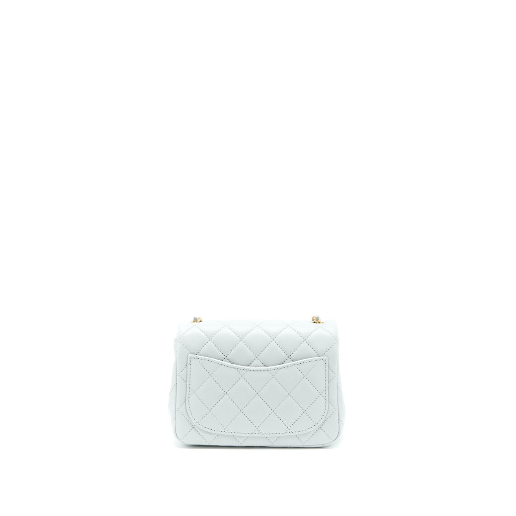Chanel 23C Pearl Crush Mini Square Lambskin Light Grey  (Microchip)