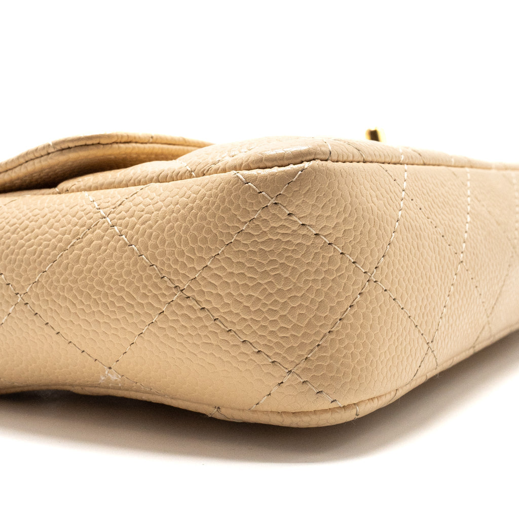 Chanel East-West Flap Shoulder Bag Caviar Beige