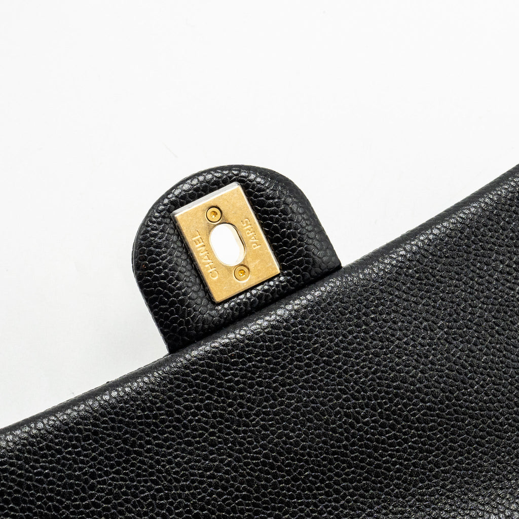Chanel 21A Detailed Chains Flap Bag Caviar Black  (Microchip)