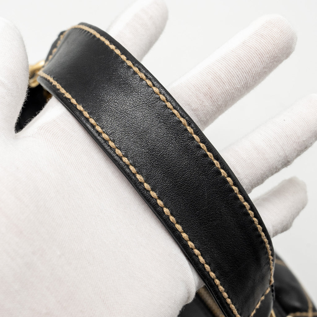 Chanel Vintage Wild Stitch Shoulder Bag Calfskin Black
