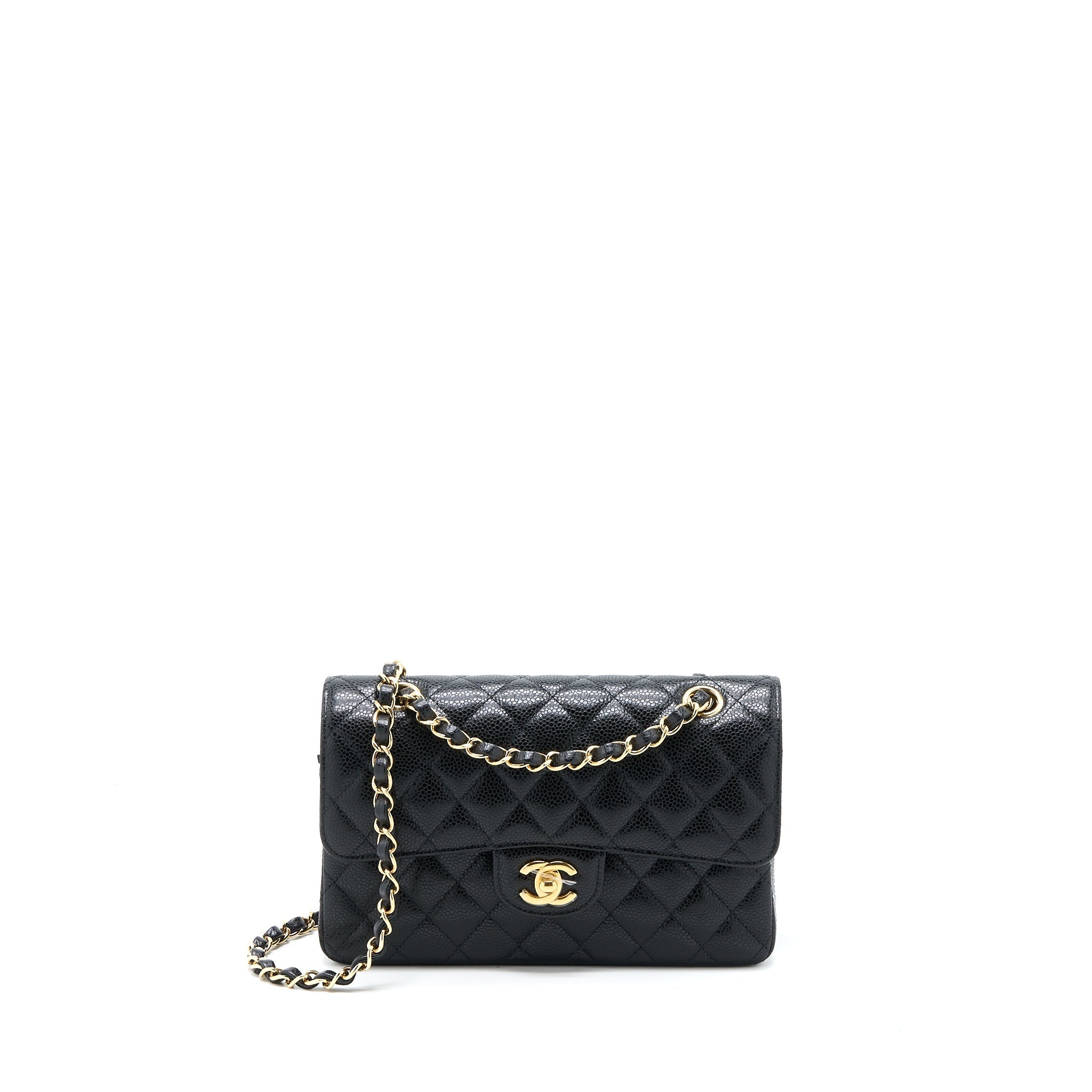 Chanel Small Classic Double Flap Bag Caviar Black  (Microchip)