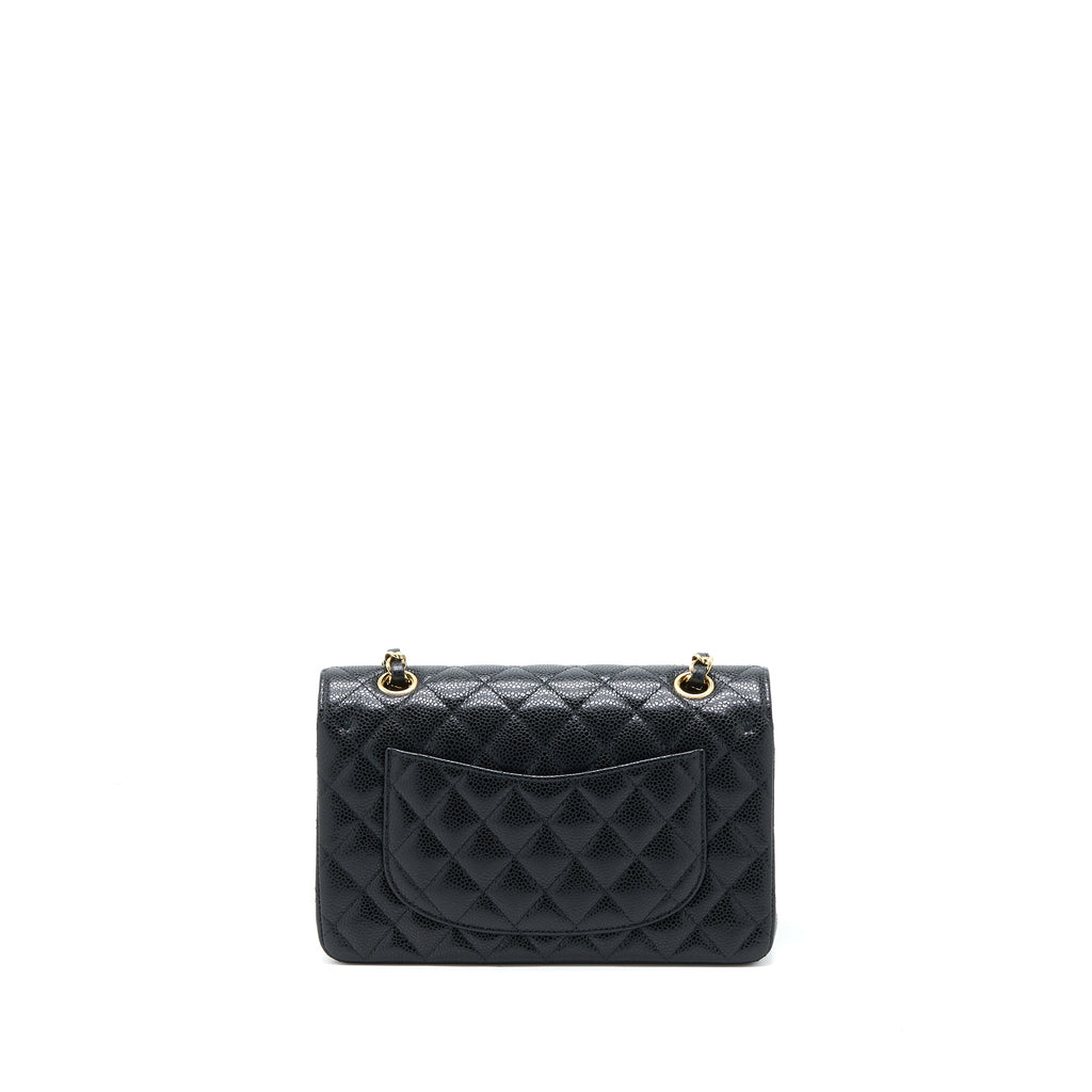 Chanel Small Classic Double Flap Bag Caviar Black  (Microchip)