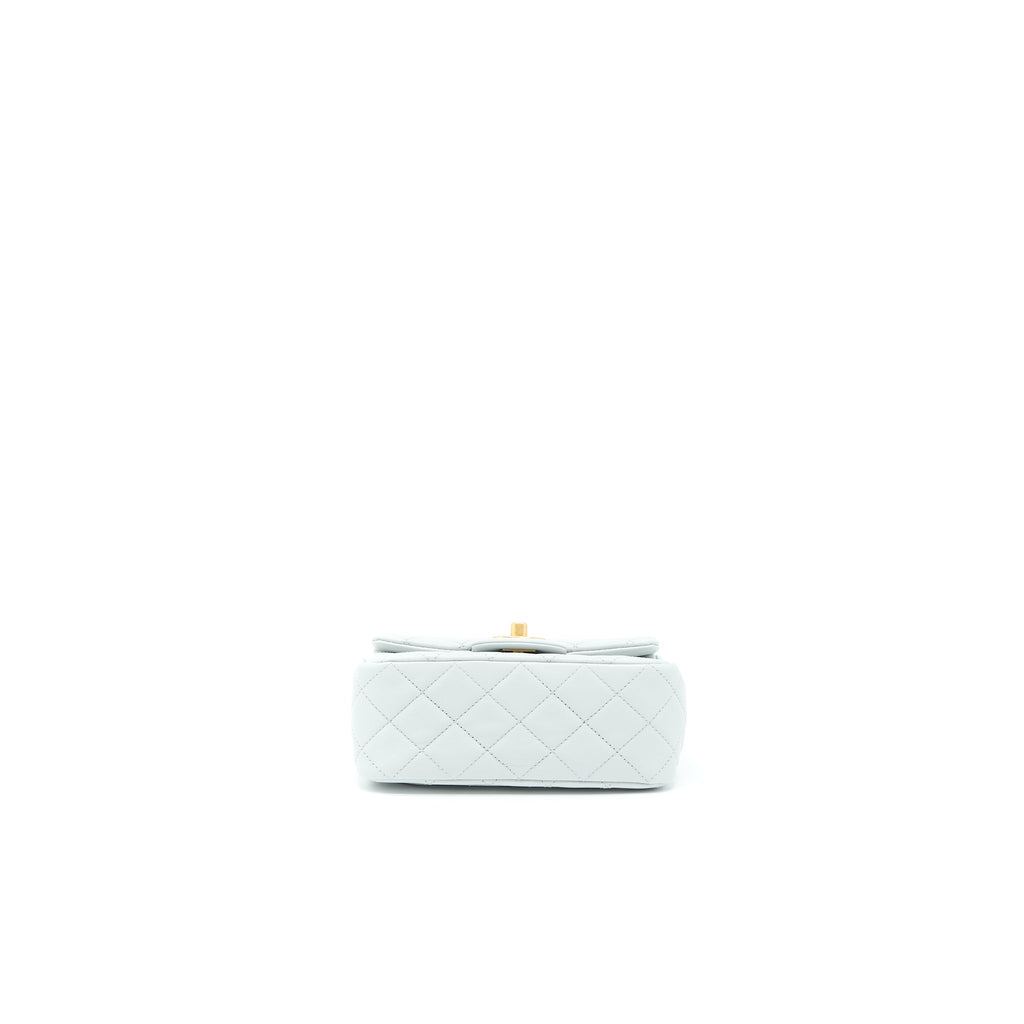 Chanel 23C Pearl Crush Mini Square Lambskin Light Grey  (Microchip)