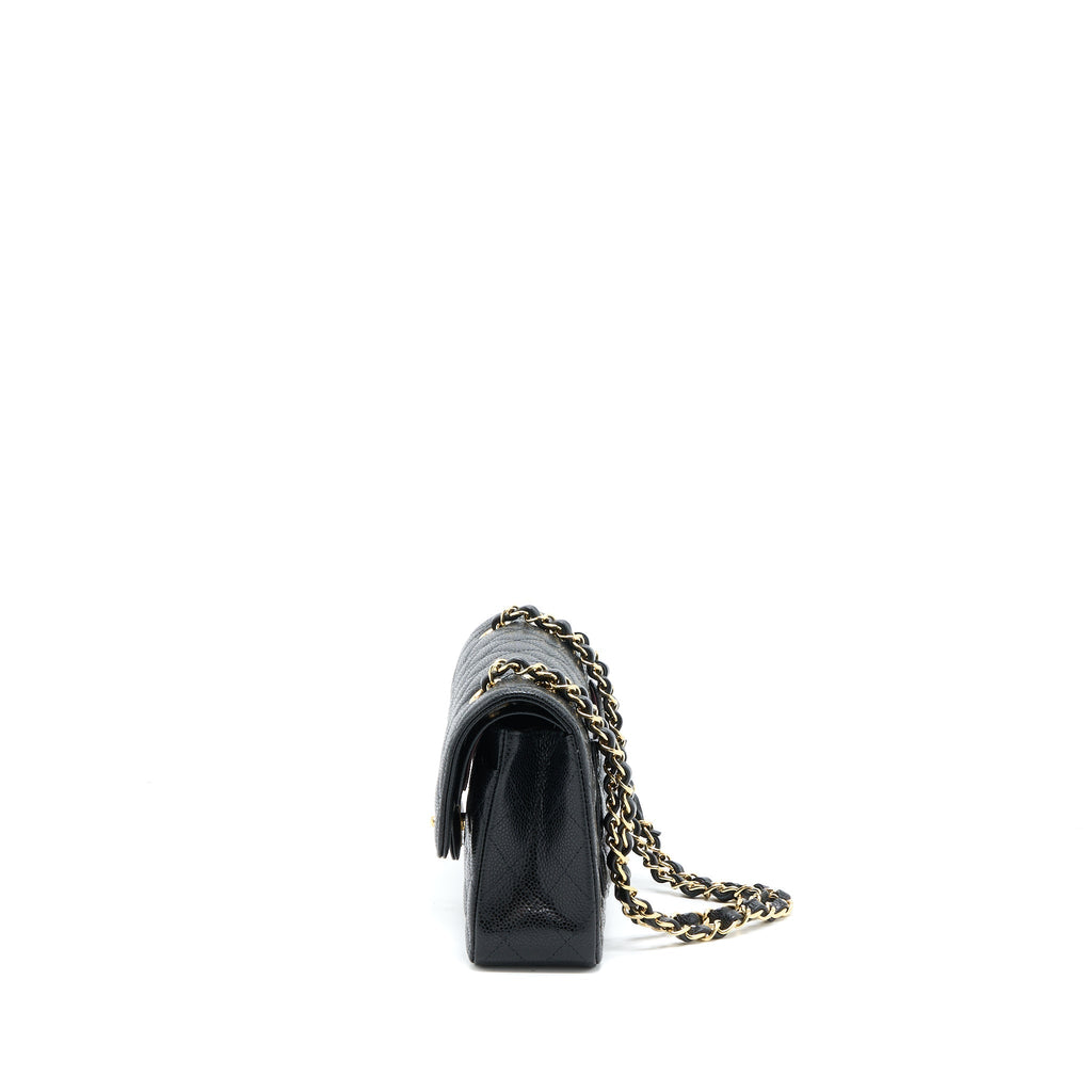 Chanel Small Classic Double Flap Bag Caviar Black  (Microchip)