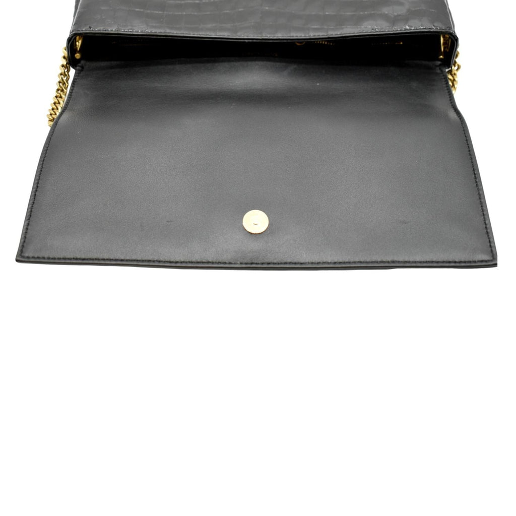 YVES SAINT LAURENT Kate 99 Embossed Alligator Leather Chain Shoulder Bag Black