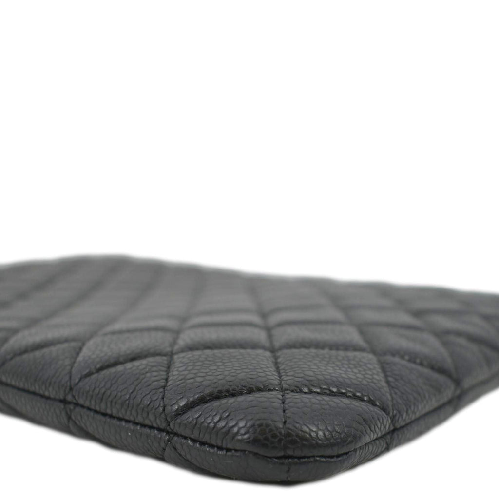 CHANEL Classic O-Case Caviar Leather Zip Pouch Black