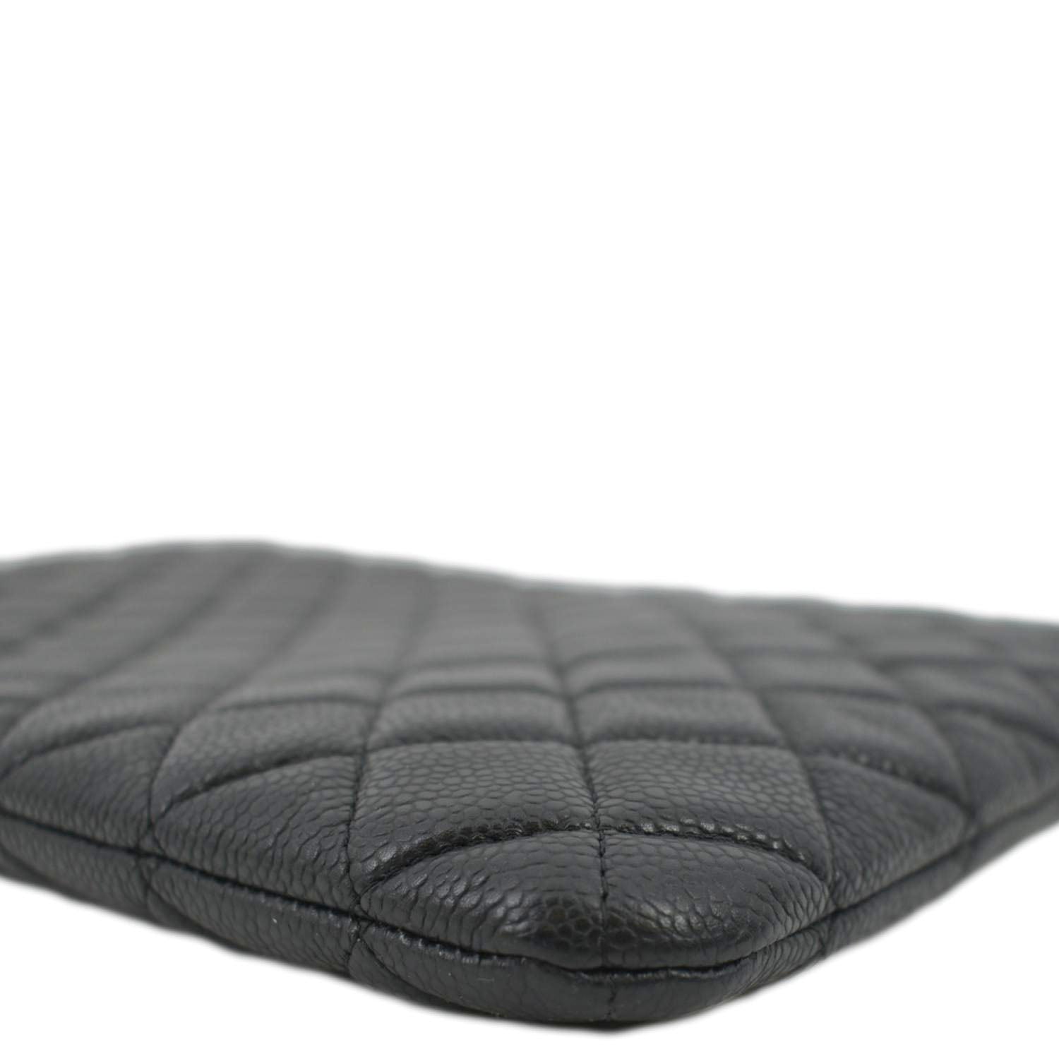 CHANEL Classic O-Case Caviar Leather Zip Pouch Black
