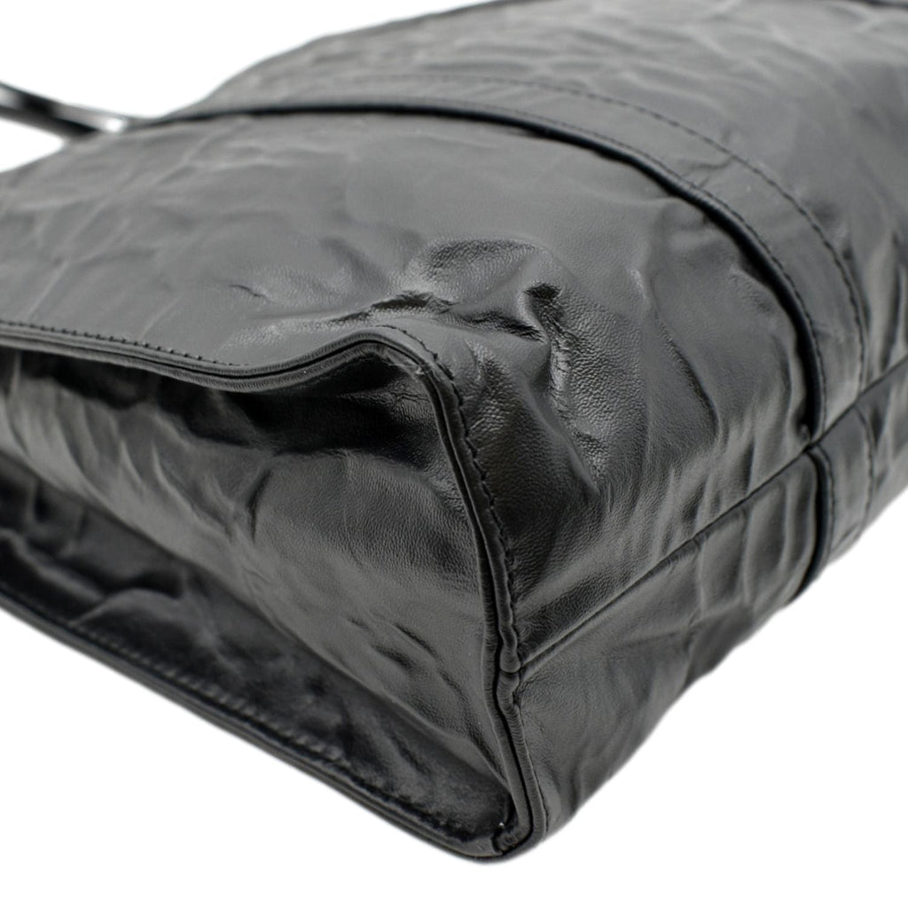 PRADA Small Antique Nappa Leather Tote Black