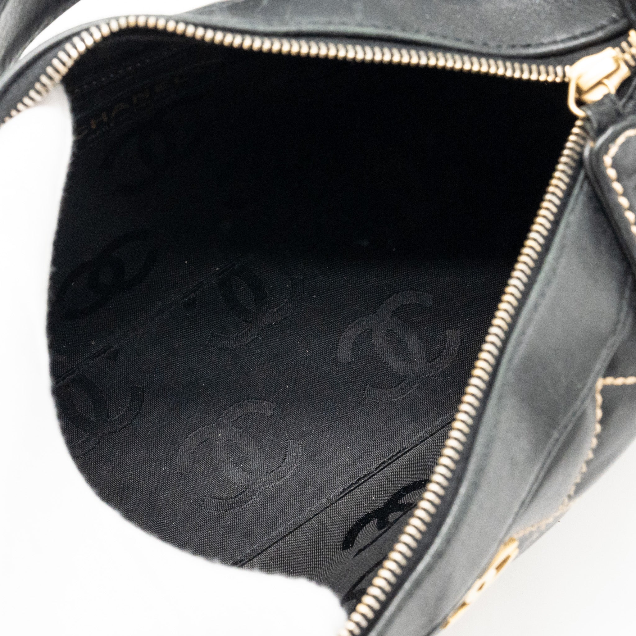 Chanel Vintage Wild Stitch Shoulder Bag Calfskin Black