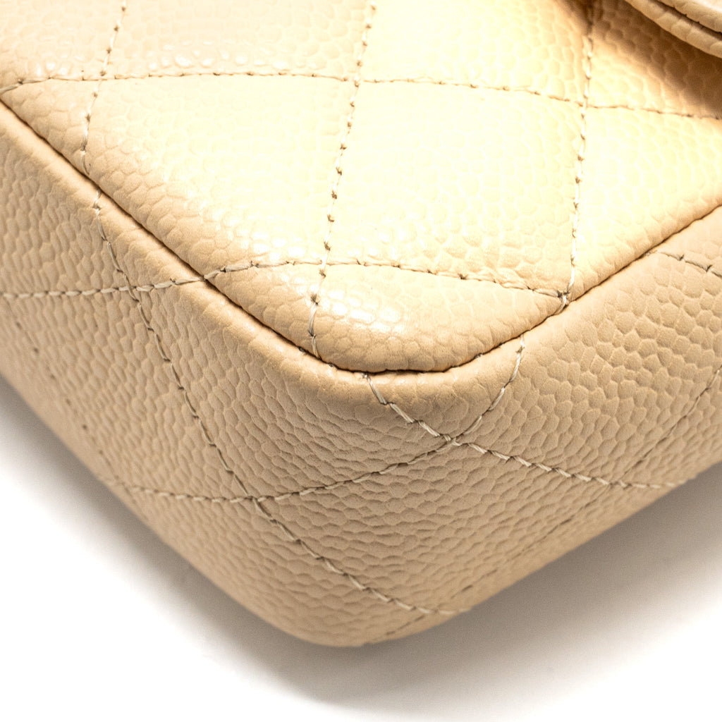Chanel East-West Flap Shoulder Bag Caviar Beige