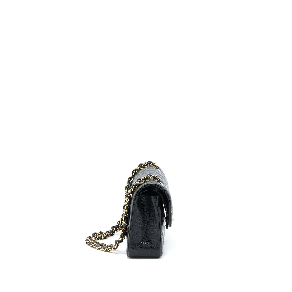 Chanel Small Classic Double Flap Bag Caviar Black  (Microchip)