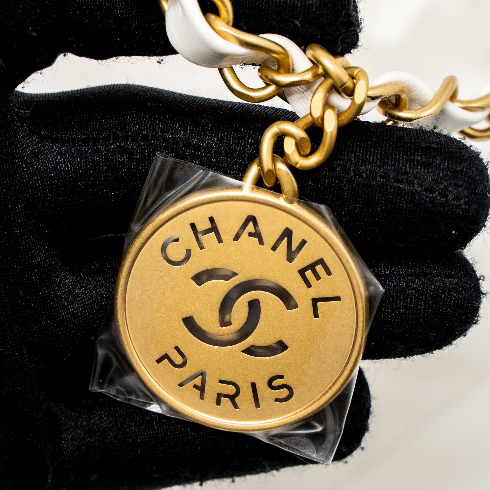 Chanel Small 22 Bag Black Letter Shiny Calfskin White Brushed  (Microchip)