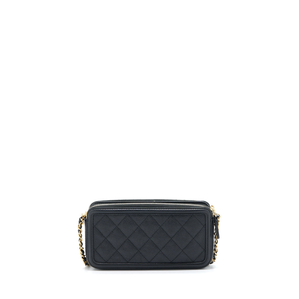 Chanel Filigree Long Wallet On Chain Caviar Black