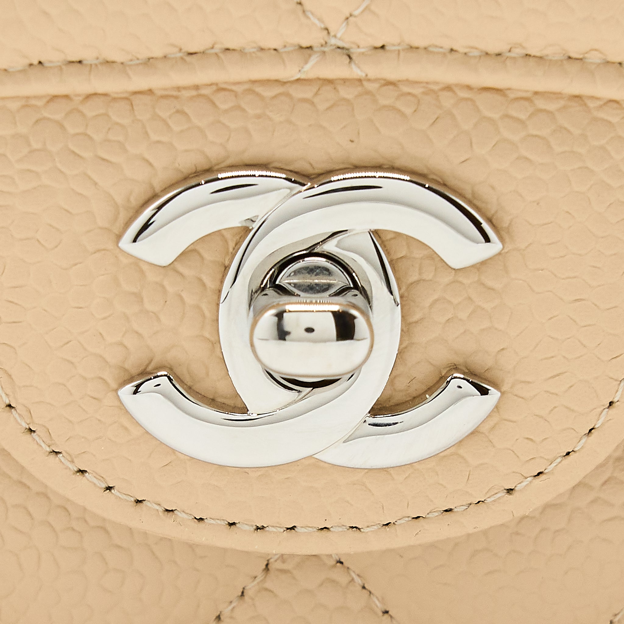 Chanel Classic Double Flap Bag Caviar Light Beige