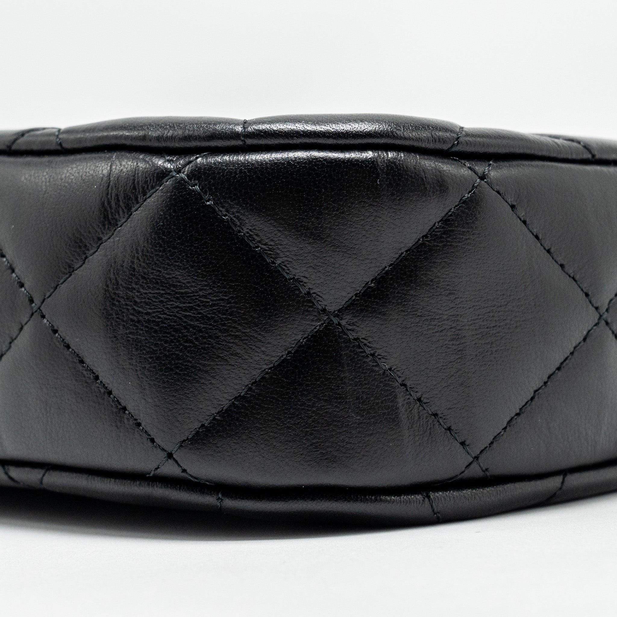 Chanel 23k Small Hobo Shoulder Bag Calfskin Black  (microchip)