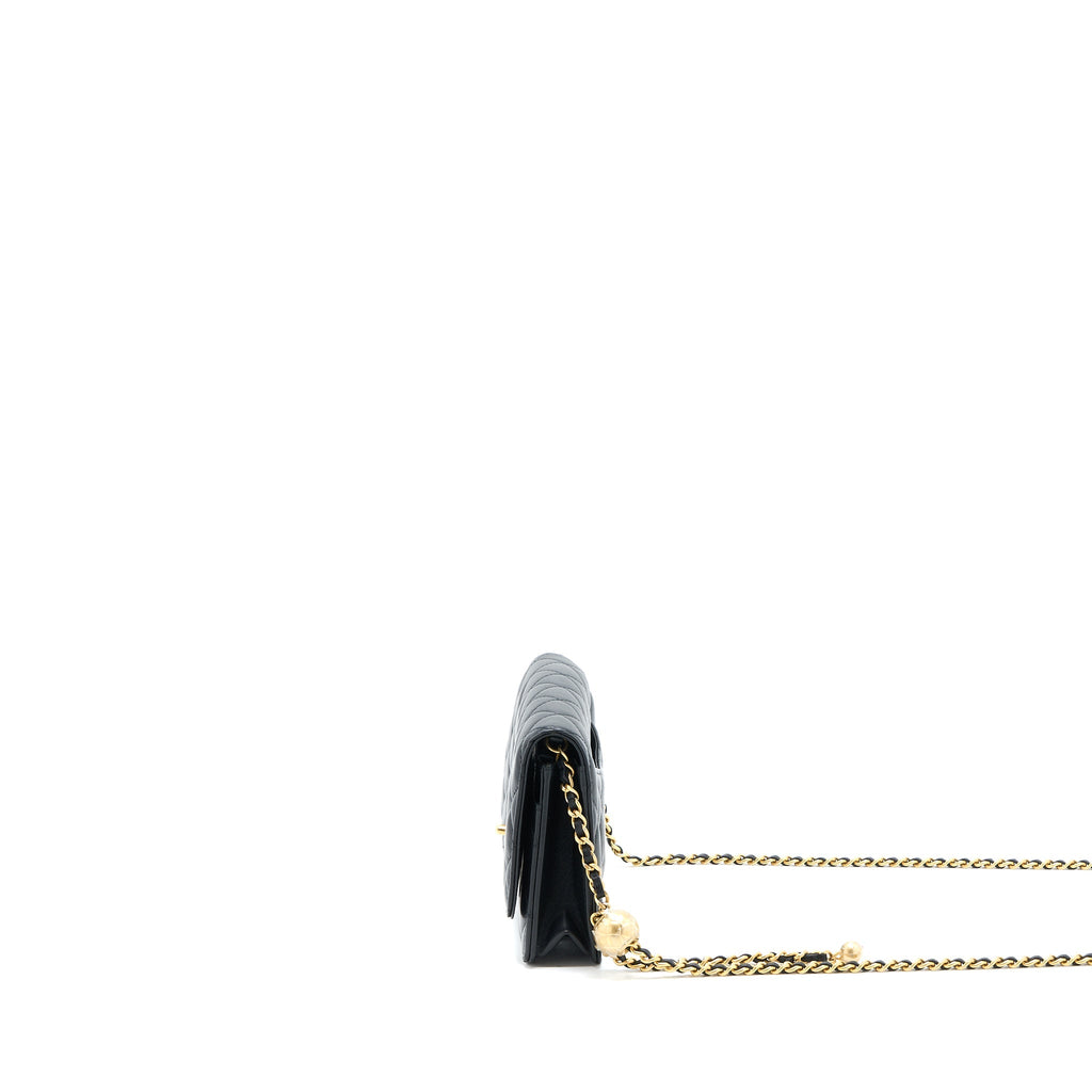 Chanel Pearl Crush Wallet on Chain Lambskin Black Brushed  (Microchip)