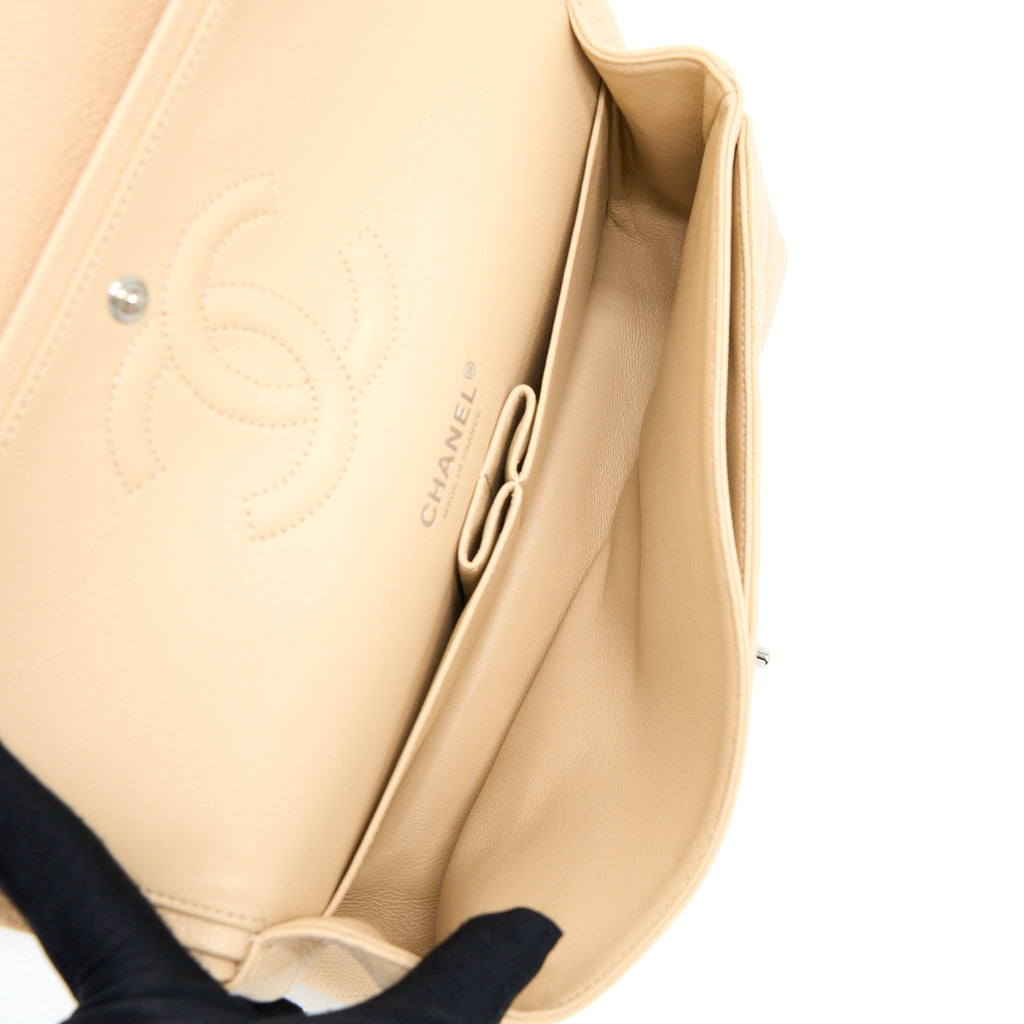 Chanel Classic Double Flap Bag Caviar Light Beige