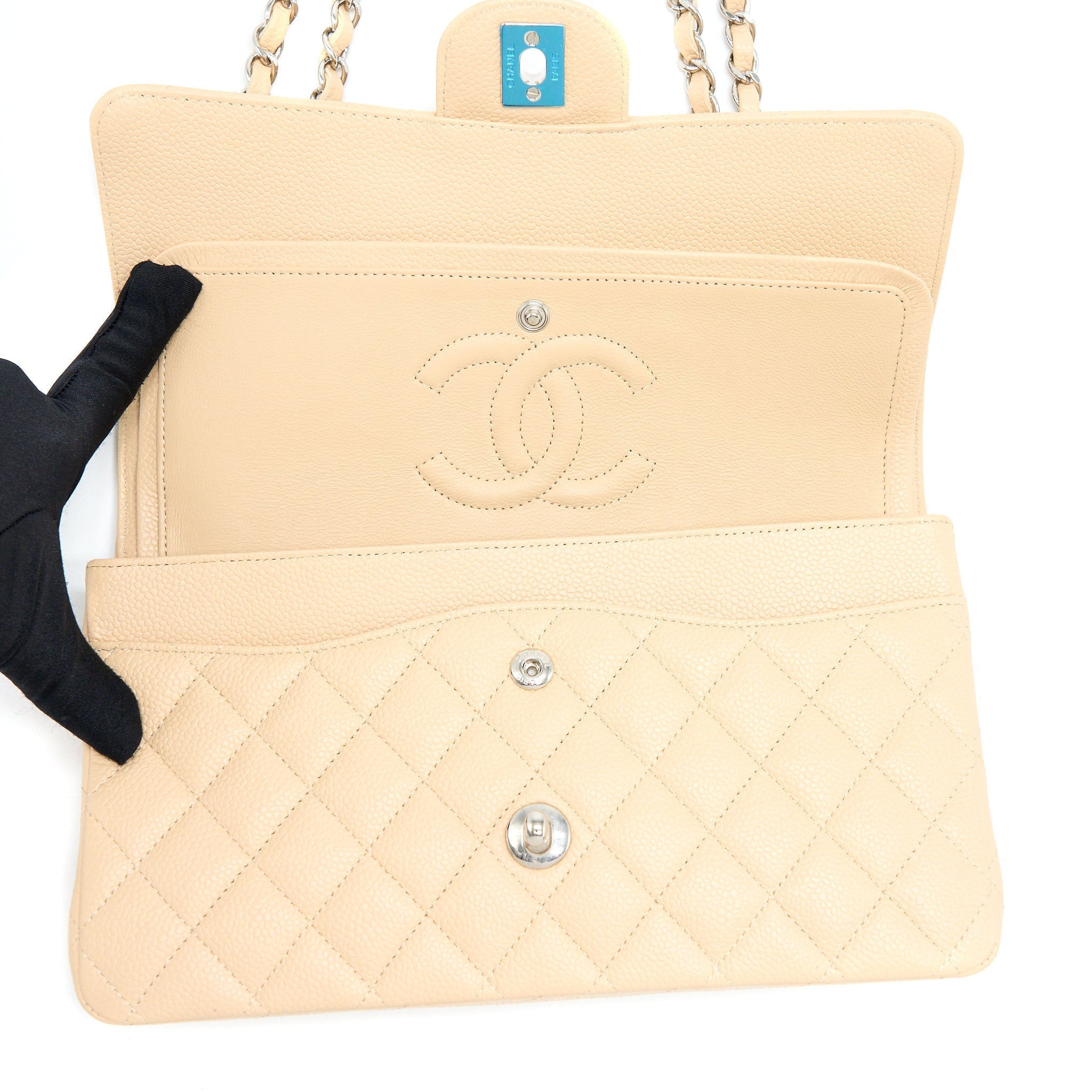 Chanel Classic Double Flap Bag Caviar Light Beige