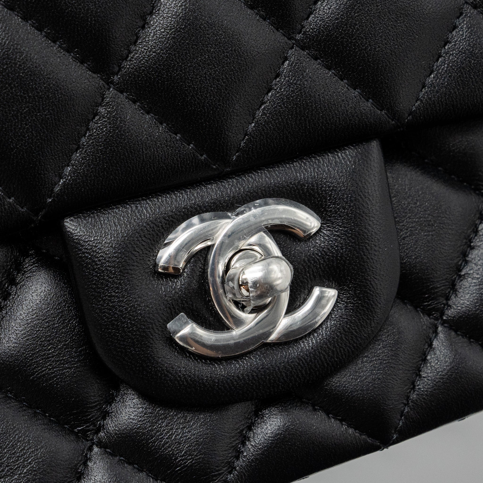 Chanel mini rectangular flap bag lambskin black with  (microchip)