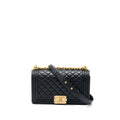 Chanel Medium Boy Bag Calfskin Black  (Microchip)