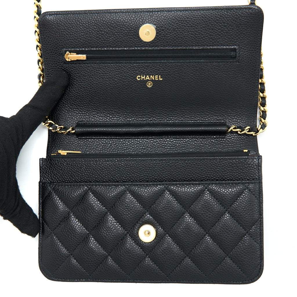 Chanel Classic Wallet On Chain Caviar Black  (Microchip)