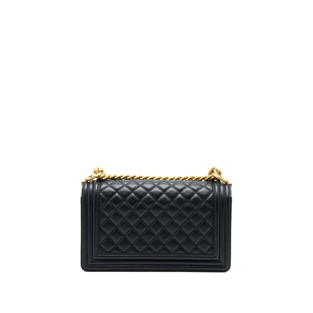 Chanel Medium Boy Bag Calfskin Black  (Microchip)