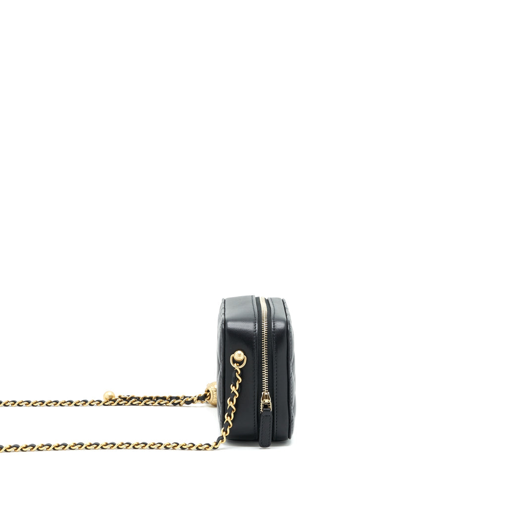 Chanel Pearl Crush Mini Camera Case With Chain Lambskin Black