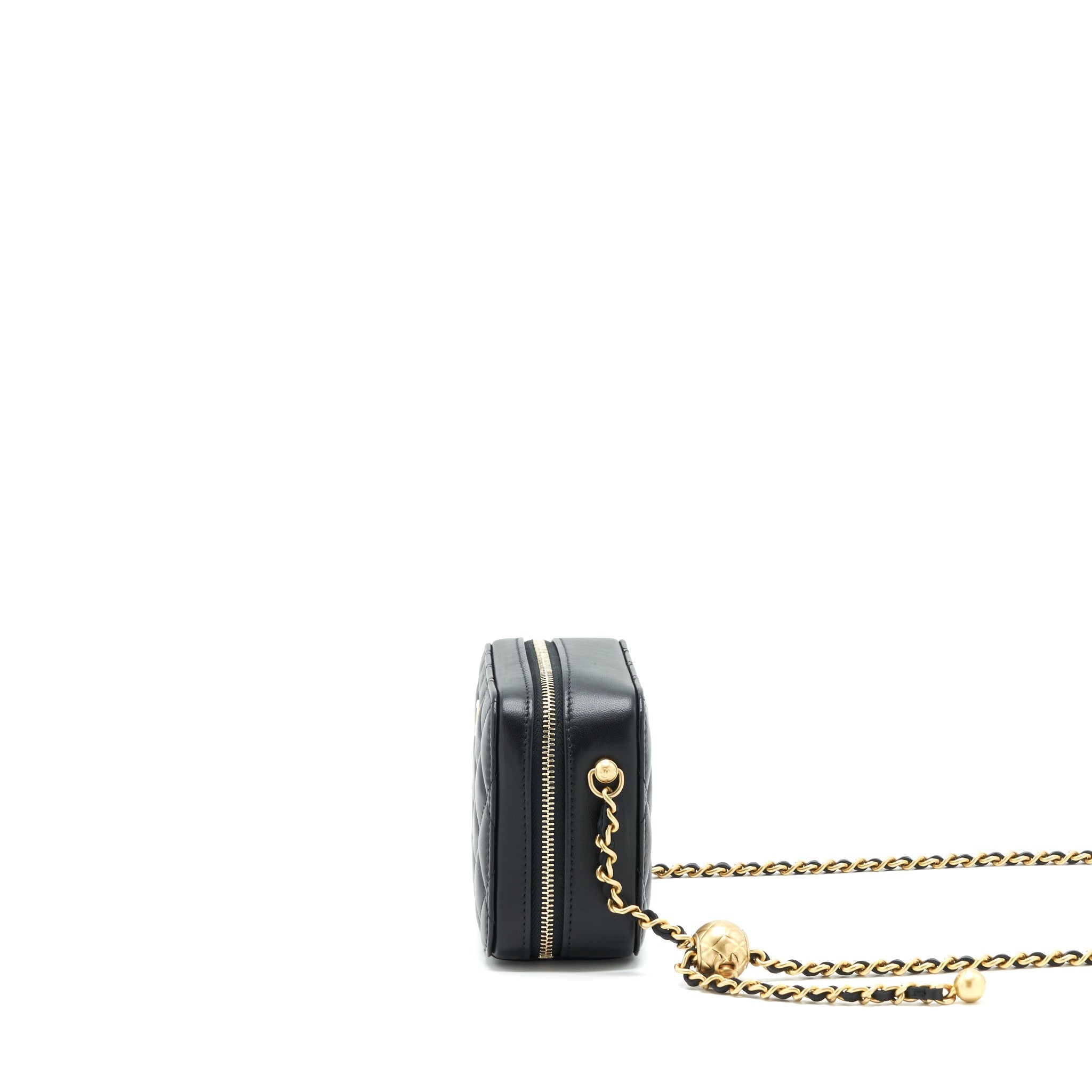 Chanel Pearl Crush Mini Camera Case With Chain Lambskin Black
