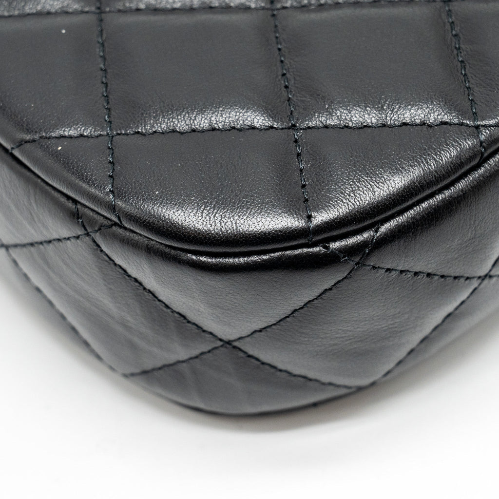 Chanel 23k Small Hobo Shoulder Bag Calfskin Black  (microchip)