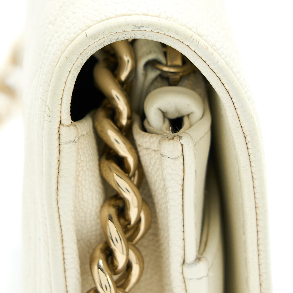 Chanel Boy Wallet On Chain Caviar White L
