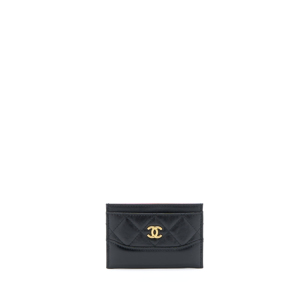 Chanel Gabrielle Card Holder Aged Calfskin Black