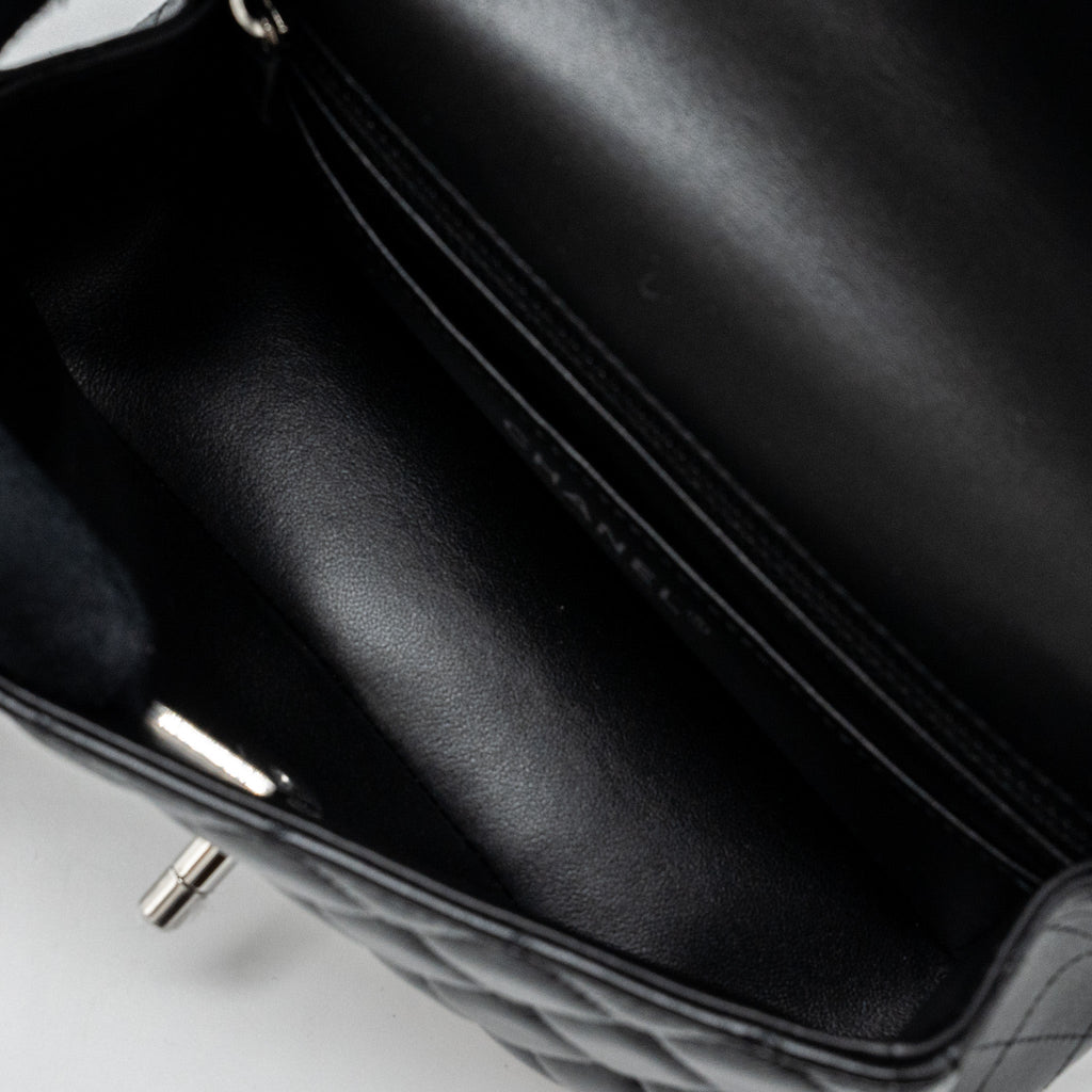 Chanel mini rectangular flap bag lambskin black with  (microchip)