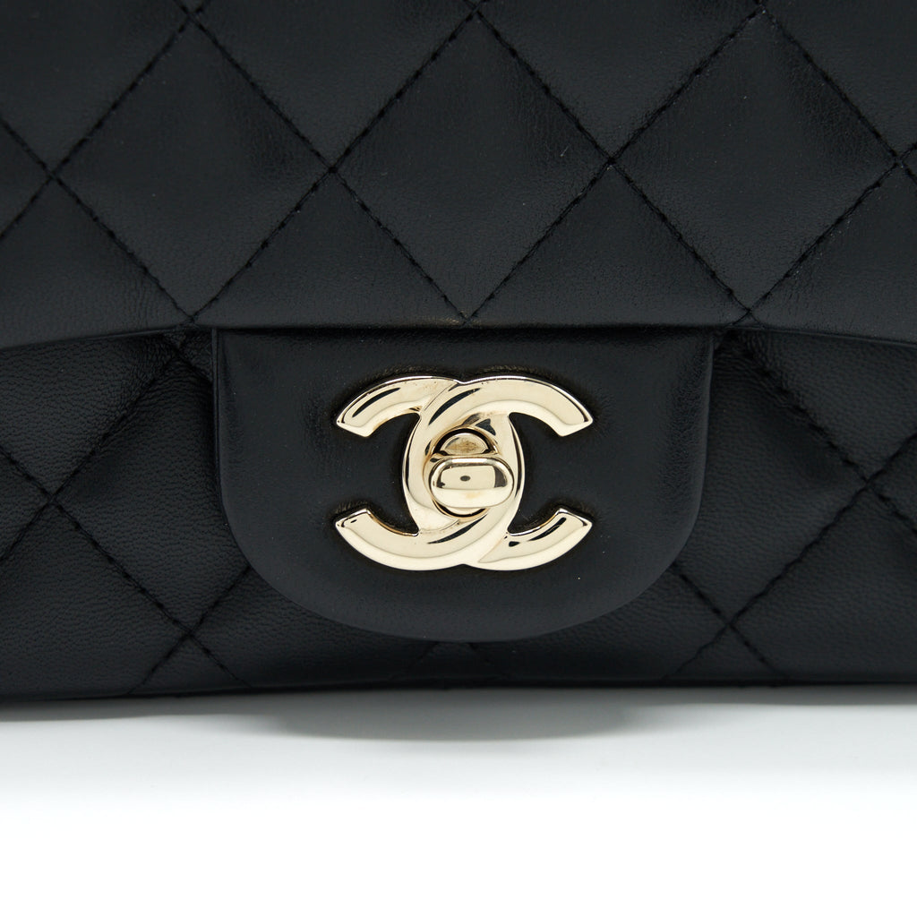 Chanel Mini Square Flap Bag Lambskin Black L