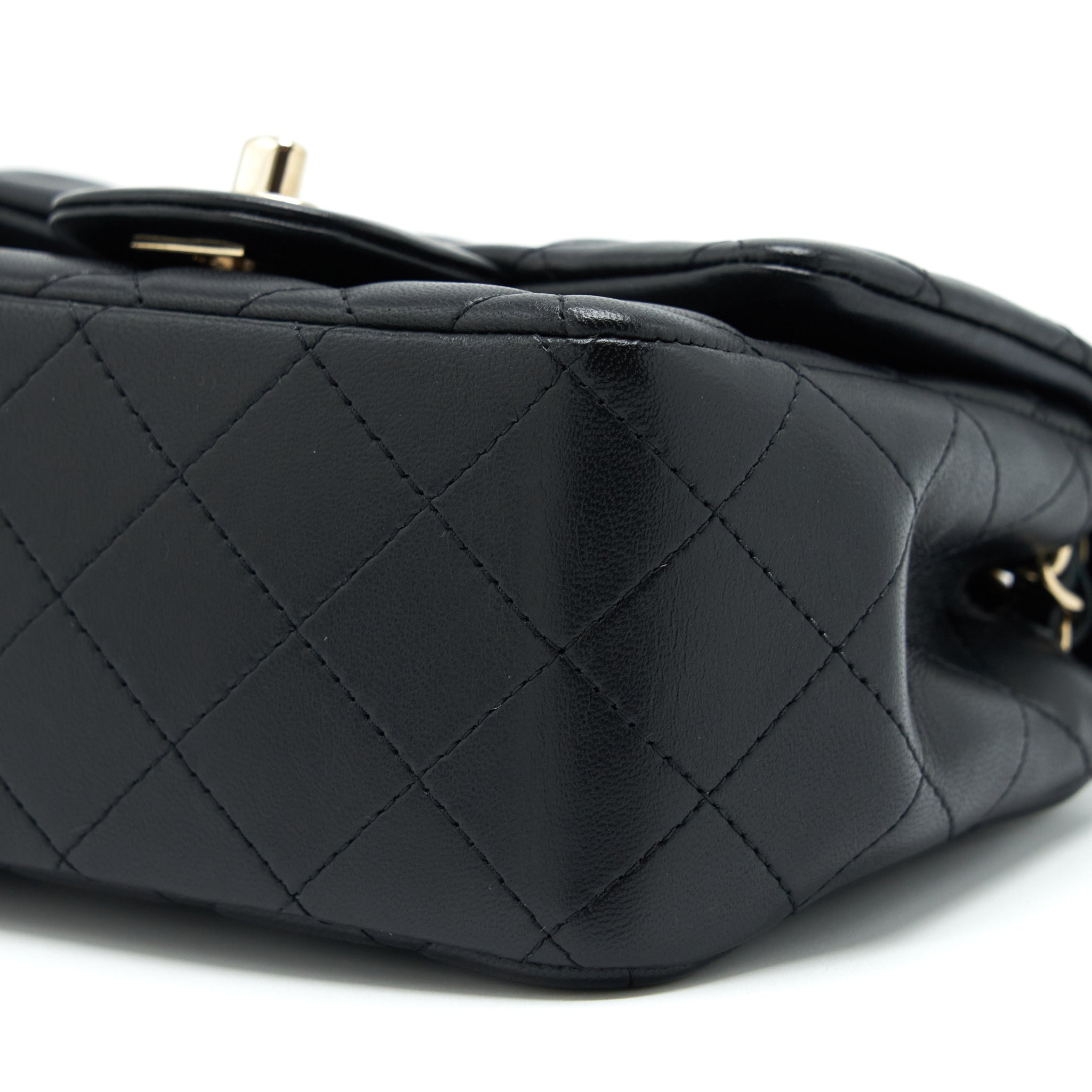 Chanel Mini Square Flap Bag Lambskin Black L