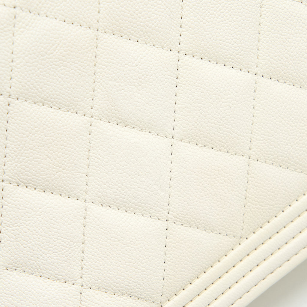 Chanel Boy Wallet On Chain Caviar White L