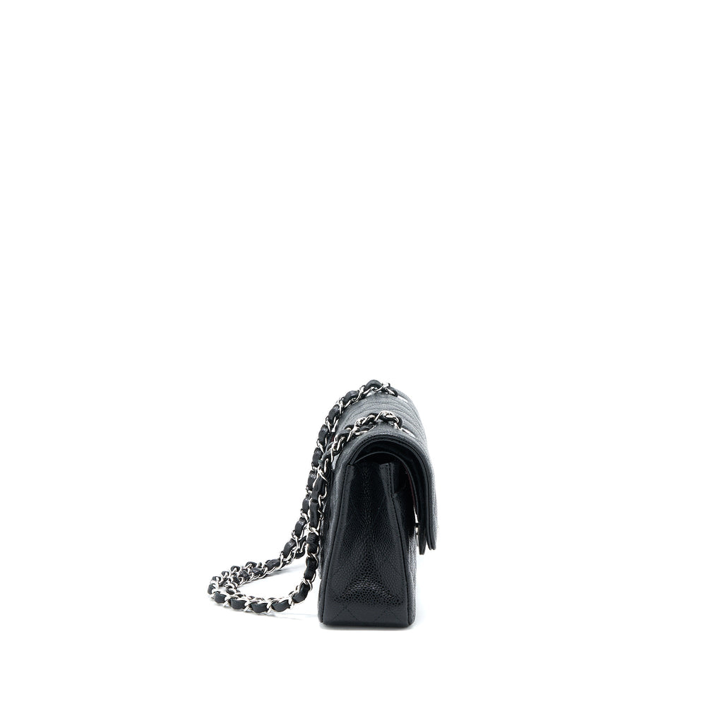 Chanel Small Classic Double Flap Bag Caviar Black  (Microchip)