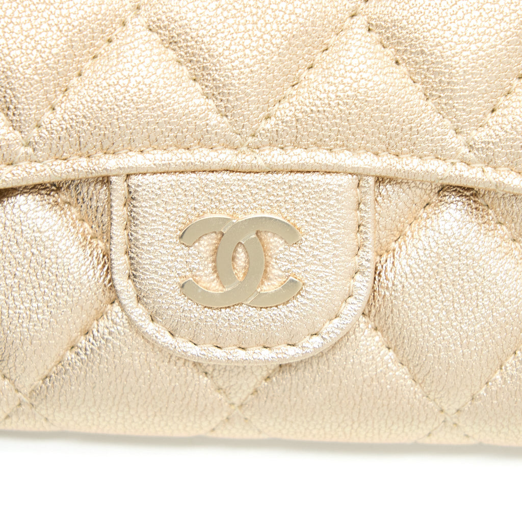 Chanel Quilted Classic Flap Card Holder Lambskin Gold L