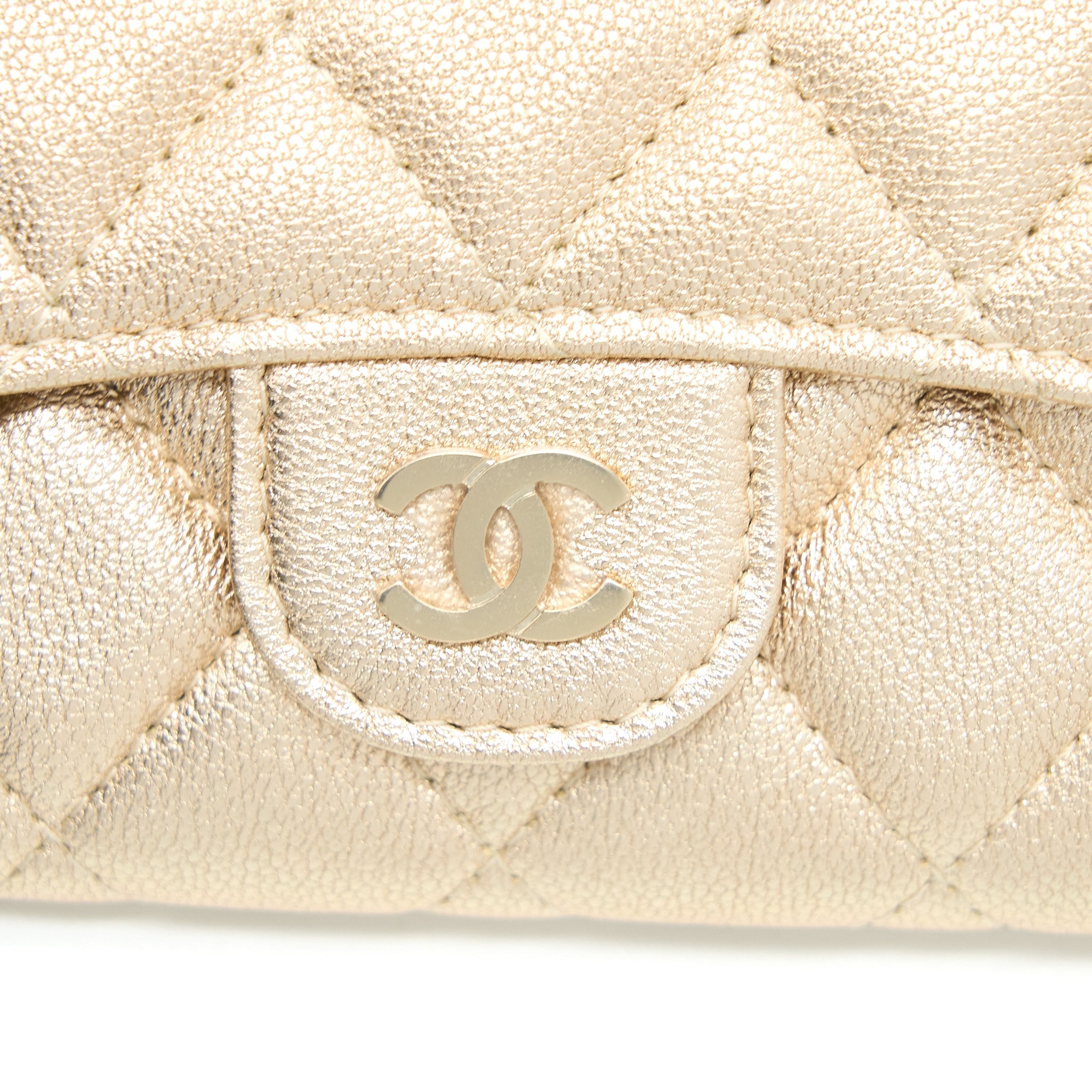 Chanel Quilted Classic Flap Card Holder Lambskin Gold L