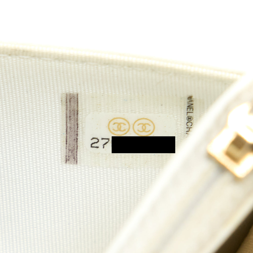 Chanel Boy Wallet On Chain Caviar White L