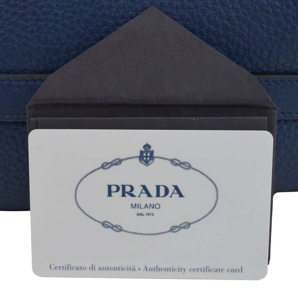 PRADA 2way Leather Tote Shoulder Bag Blue 1BA205