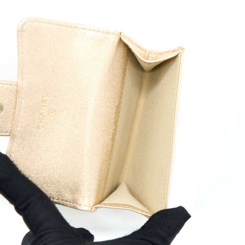 Chanel Quilted Classic Flap Card Holder Lambskin Gold L