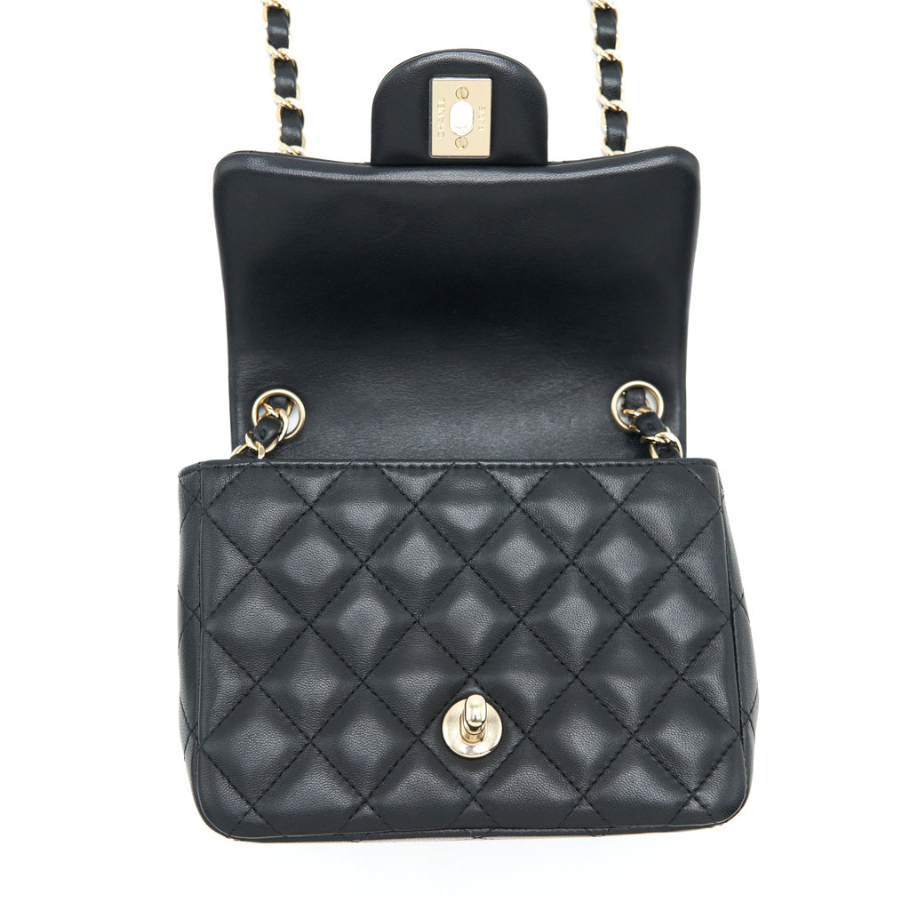Chanel Mini Square Flap Bag Lambskin Black L