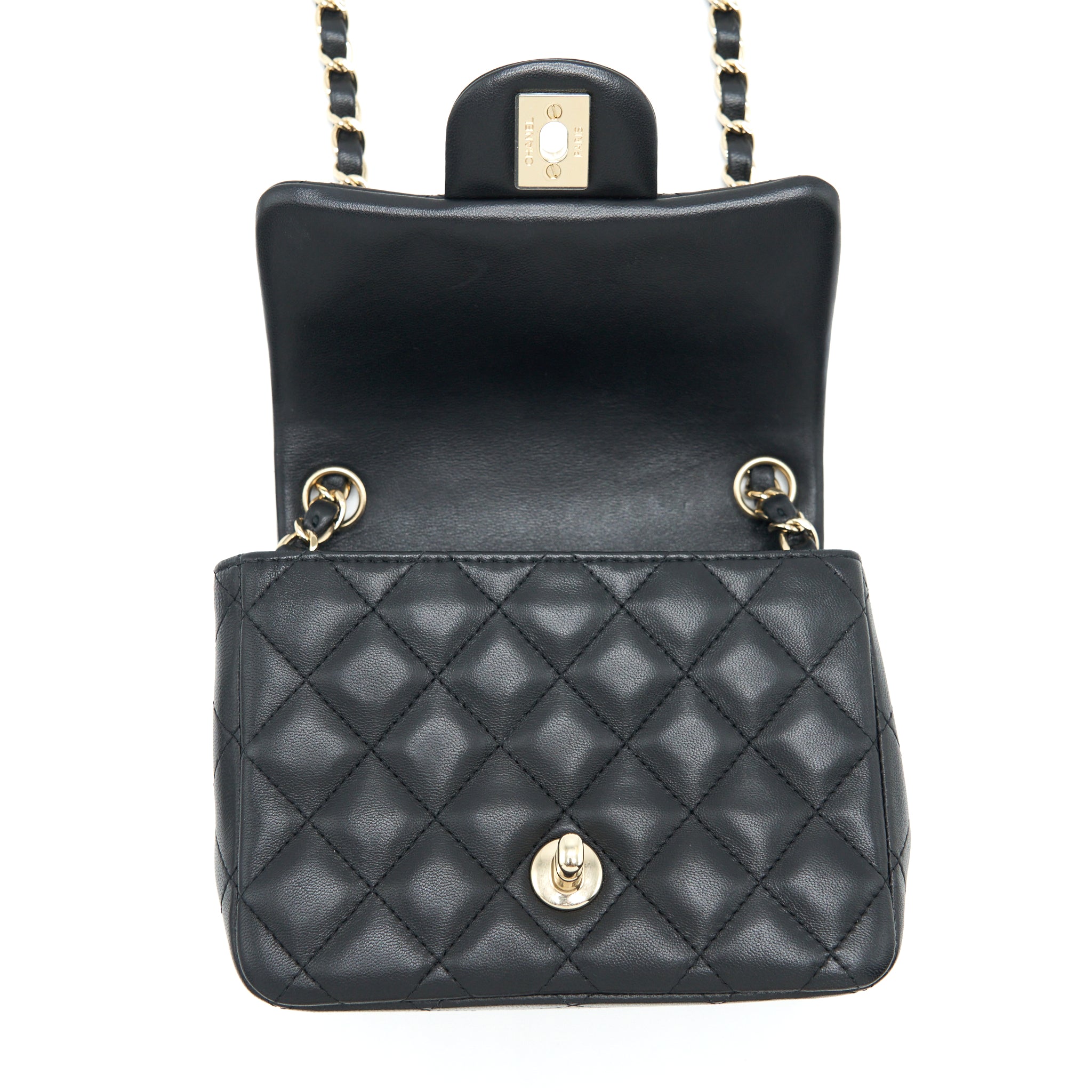Chanel Mini Square Flap Bag Lambskin Black L