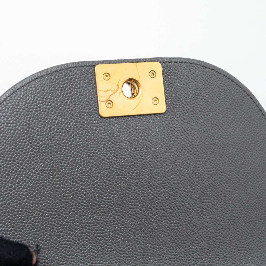 Chanel 22A Round Boy Messenger Bag Caviar Grey (Microchip)