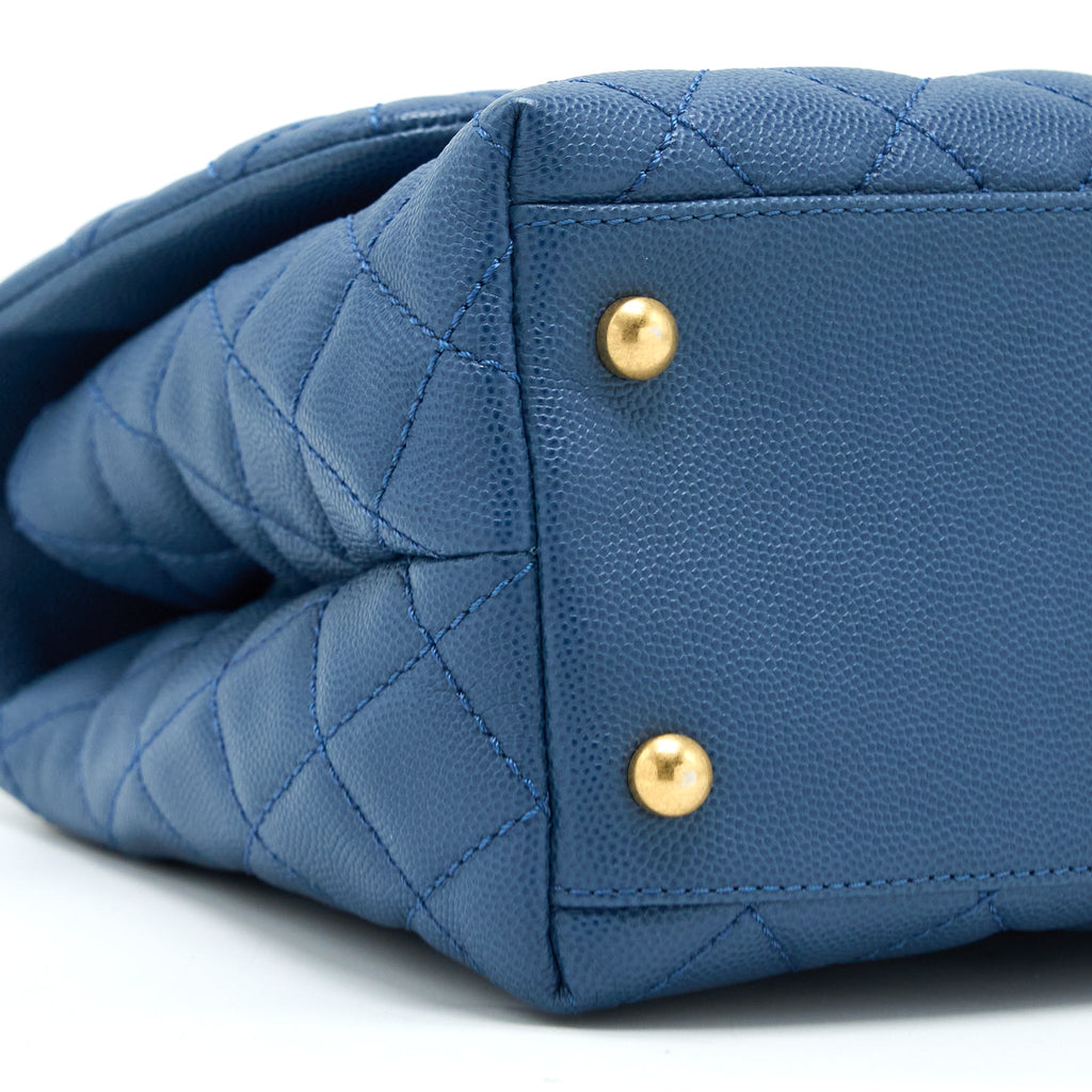 Chanel Medium Coco Handle Flap Bag Caviar Blue
