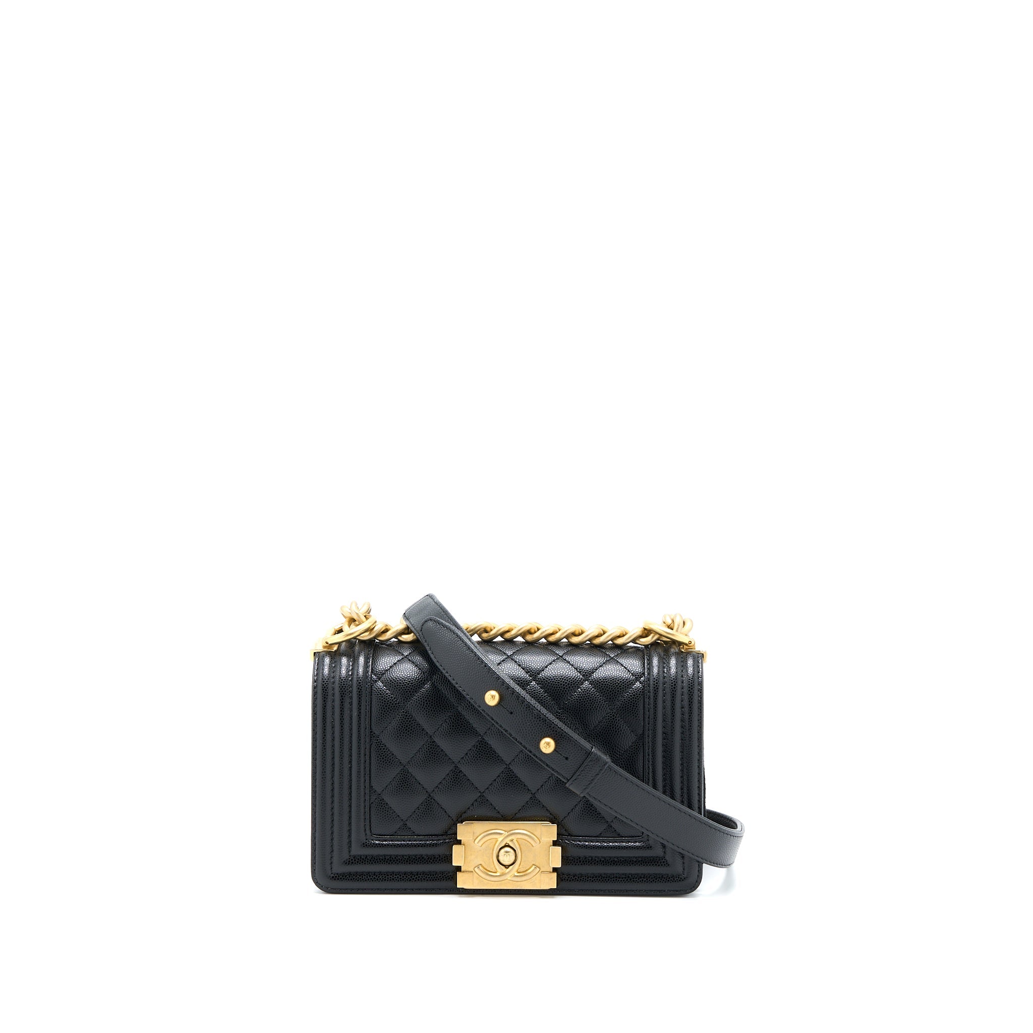 Chanel Small Boy Bag Caviar Black  (Microchip)