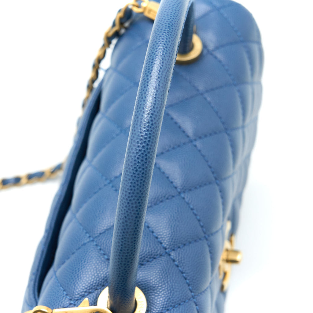 Chanel Medium Coco Handle Flap Bag Caviar Blue